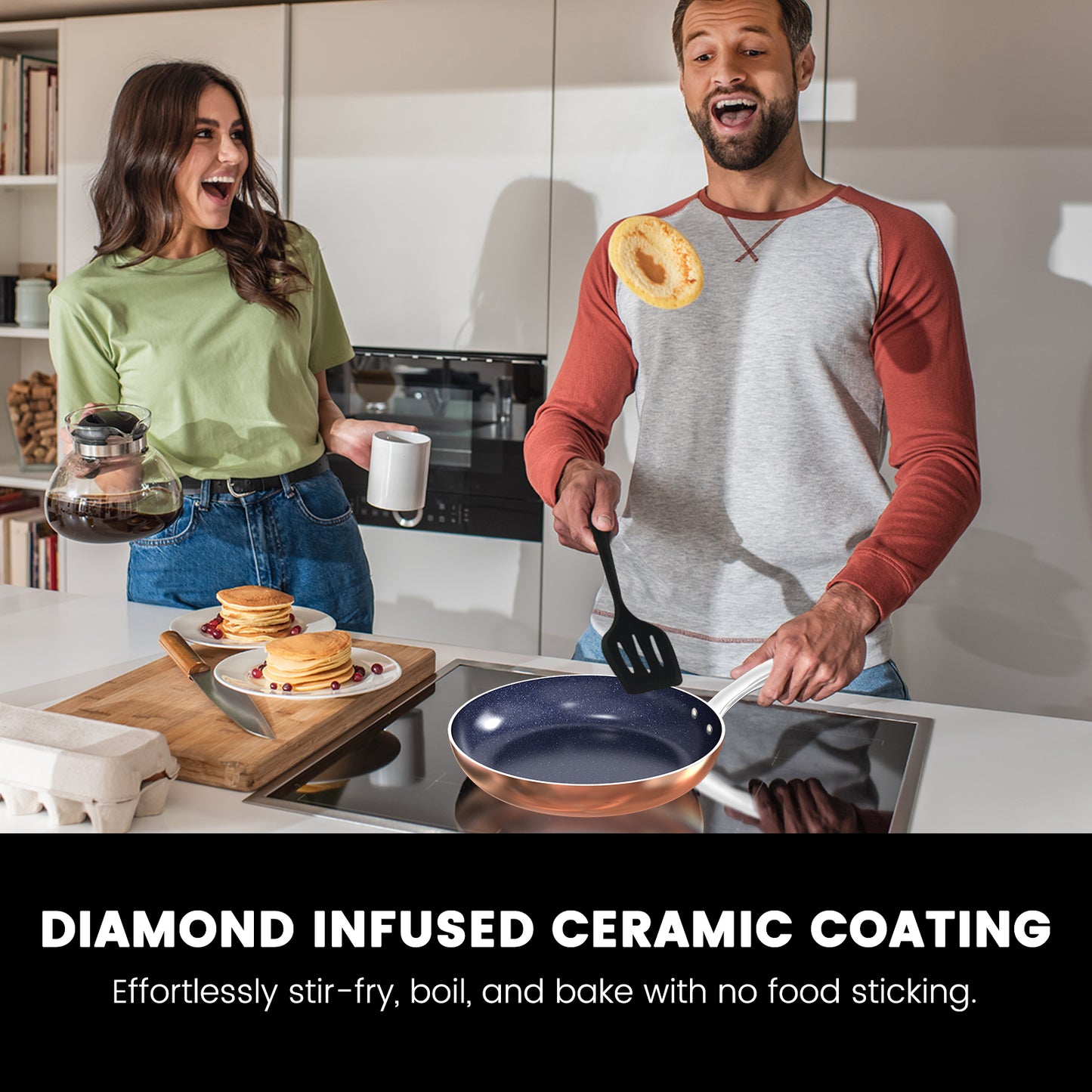 DUXANO 14Pcs Pots and Pans Set Nonstick, Kitchen Cookware Sets w/Frying Pans & Stockpot, Diamonds Reinforced Ceramic Coating, PFAS Free, Dishwasher and Oven Safe, All Stovetops & Induction Compatible