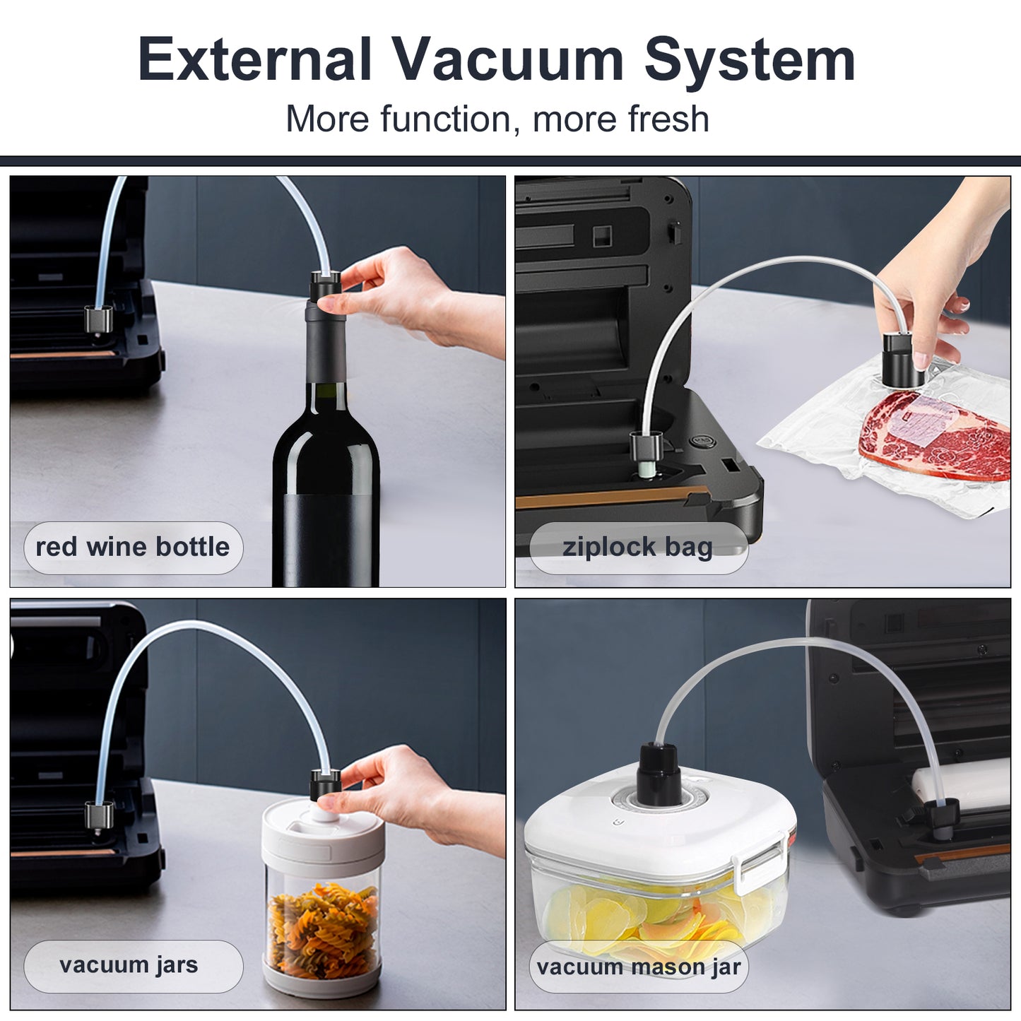 DUXANO Vacuum Sealer Machine, 85kPa Pro Vacuum Food Sealer with Built-in Cutter and Bag Storage, Includes 2 Bag Rolls, Both Auto&Manual Options,3 Food Modes,2 Pump Speed, Lab Tested, LED Indicator Lights